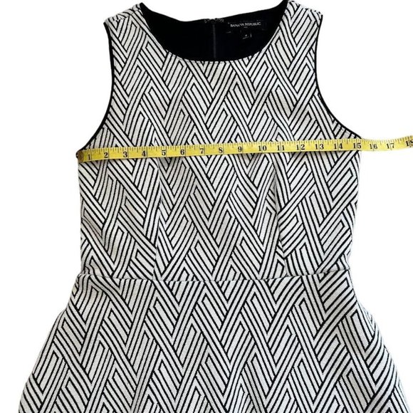 Banana Republic Black/White Geometric/Chevron High Waist/A-Line Dress - Picture 13 of 16